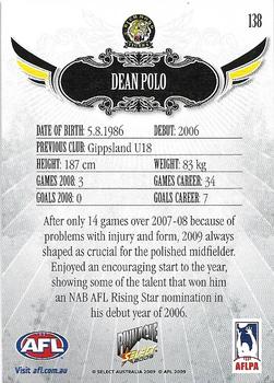 2009 Select AFL Pinnacle #138 Dean Polo Back